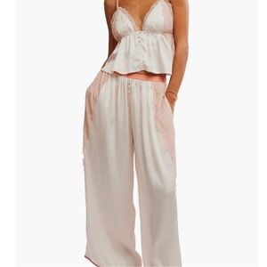 NWT Free People Anywhere with You Lace Satin Pajama Set